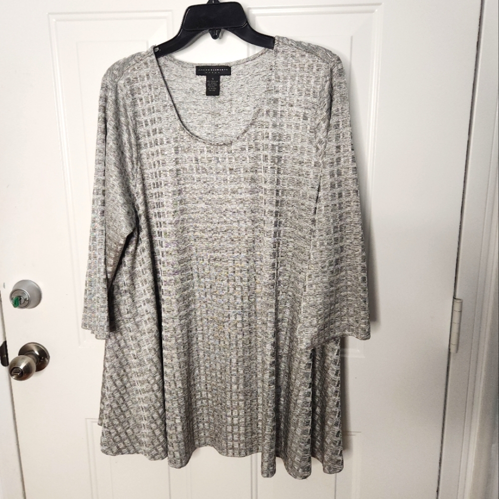 Plus Size‎ Grace Elements Silver Gray Blouse Top Size 1X